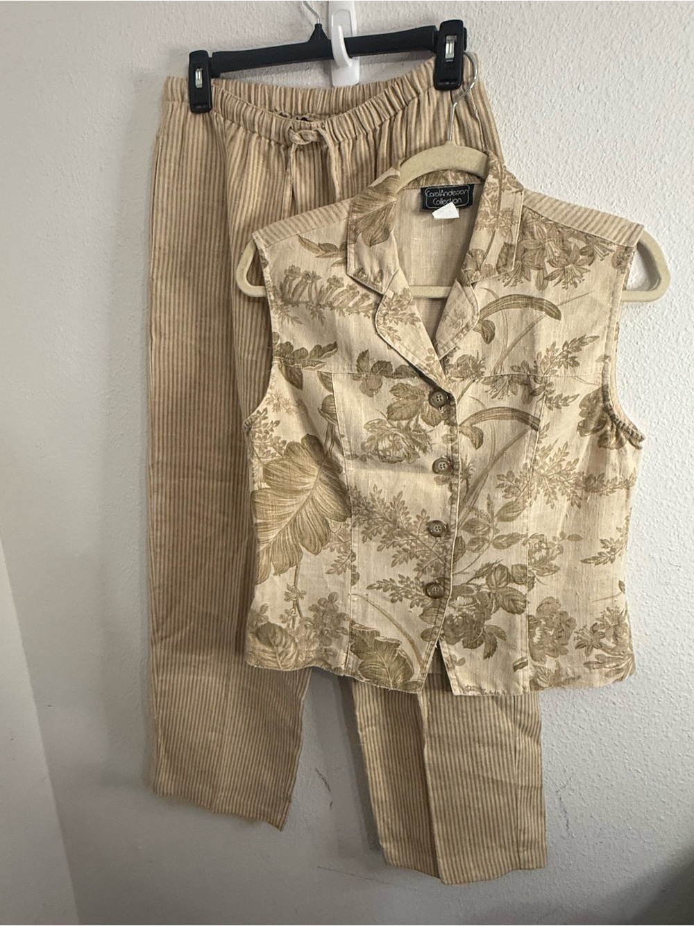 Vtg 90s Carol Anderson Linen Pants Vest Set M Cottagecore Coastal Grandma - Picture 4 of 11
